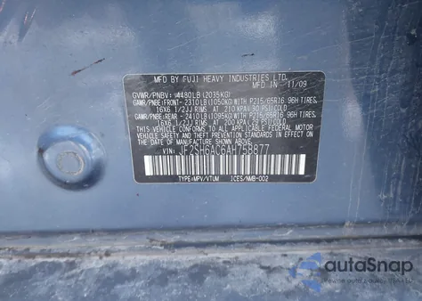 2010 Subaru Forester 2.5X from USA, damaged, VIN JF2SH6AC6AH758877